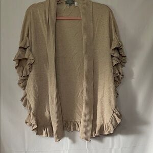 Joseph A Beige Ruffle Cardigan